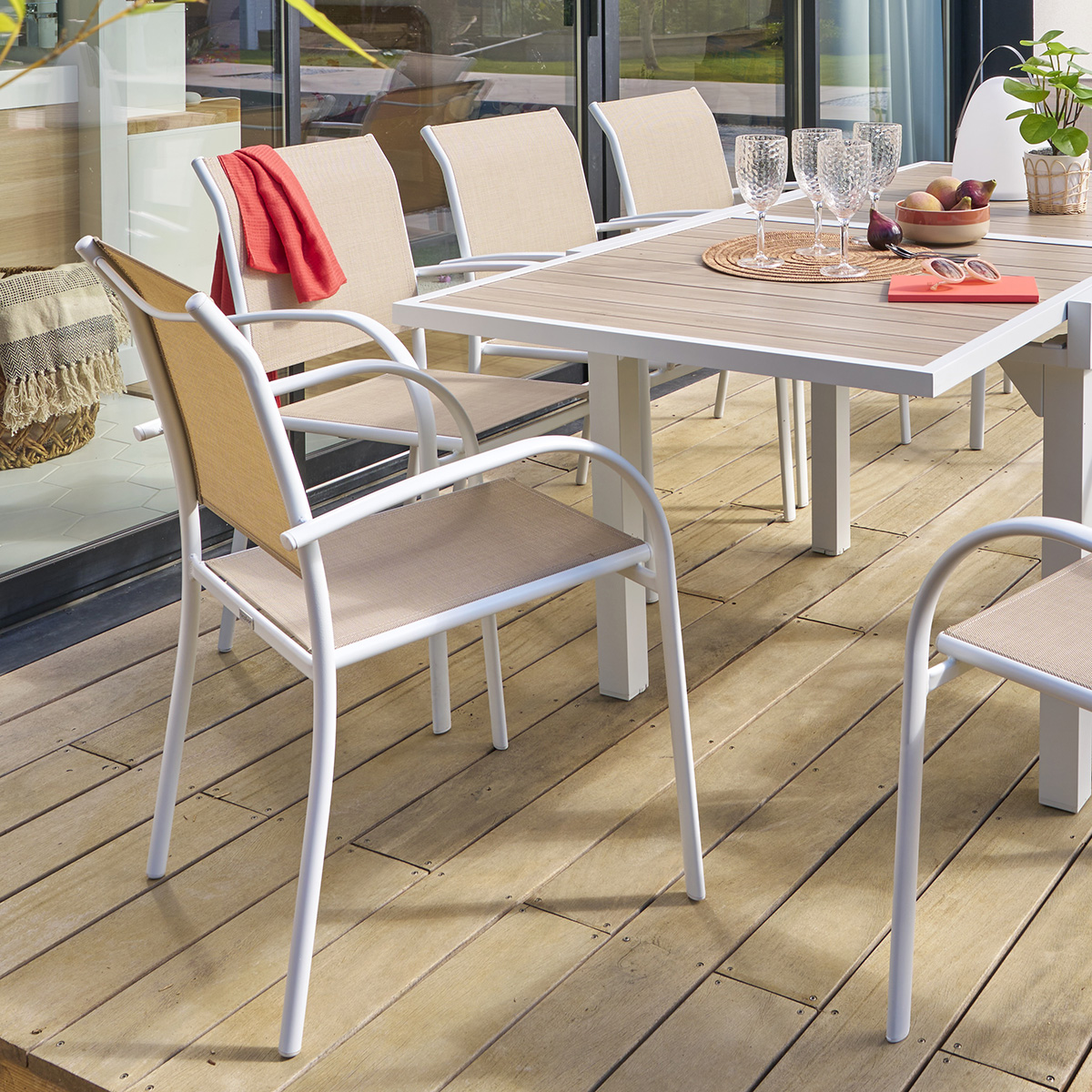 Silla PIAZZA lino y blanco