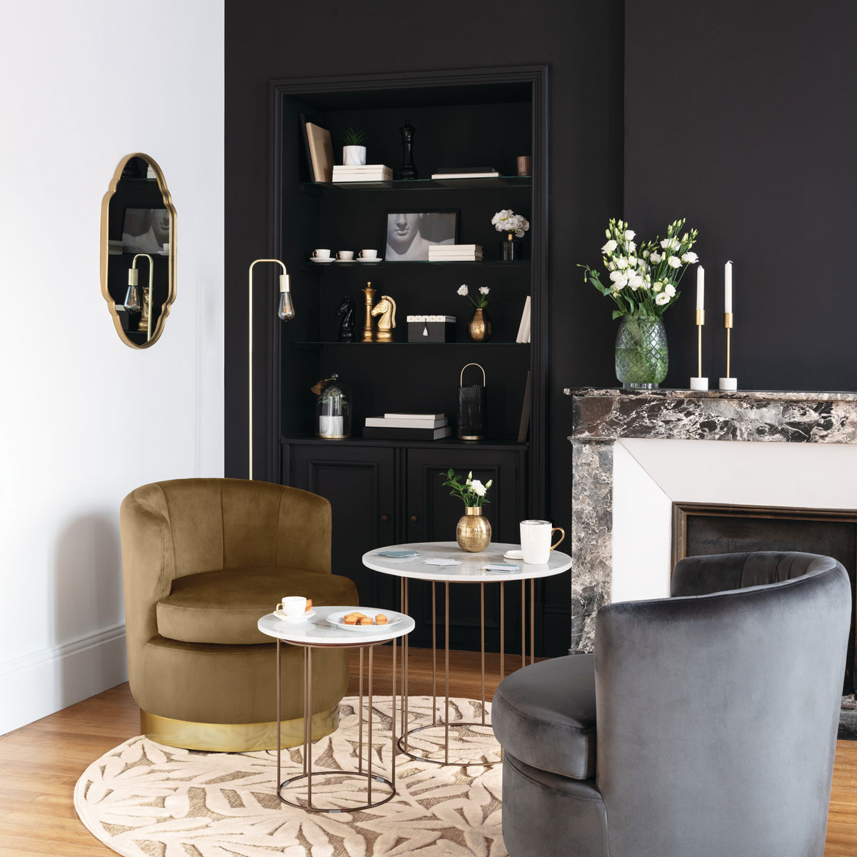 Mesa Auxiliar Metal/Mármol 40x45Cm