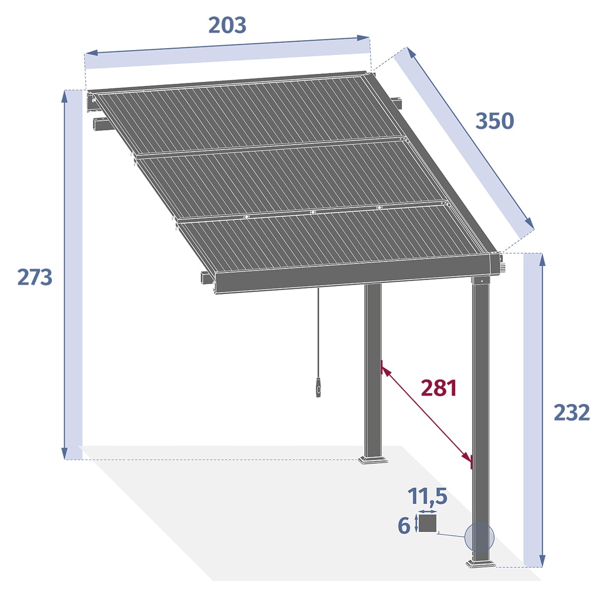 Extensi&oacute;n p&eacute;rgola ENOLIE graphite de aluminio 