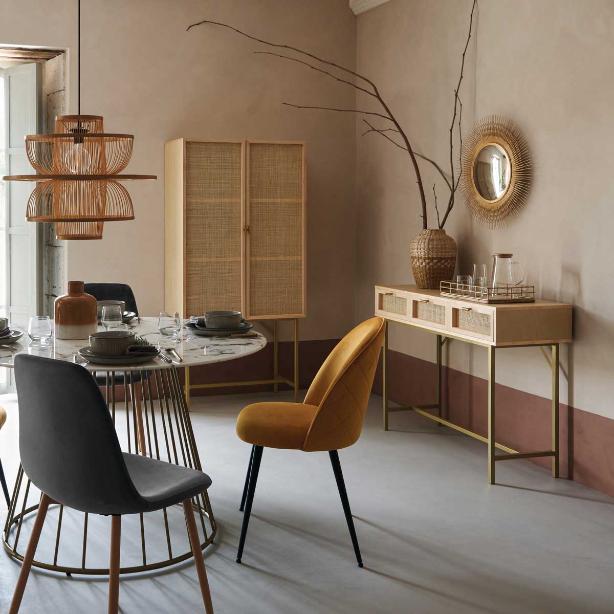 Bandeja Tom Dorada De Madera Mango 40cm