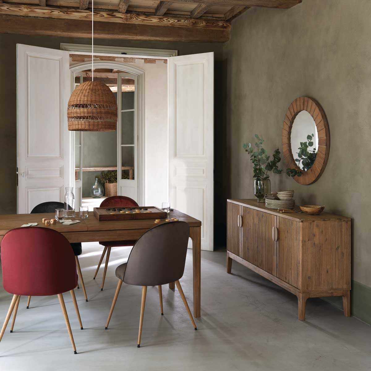 Espejo Pared De Madera Marrón 83Cm