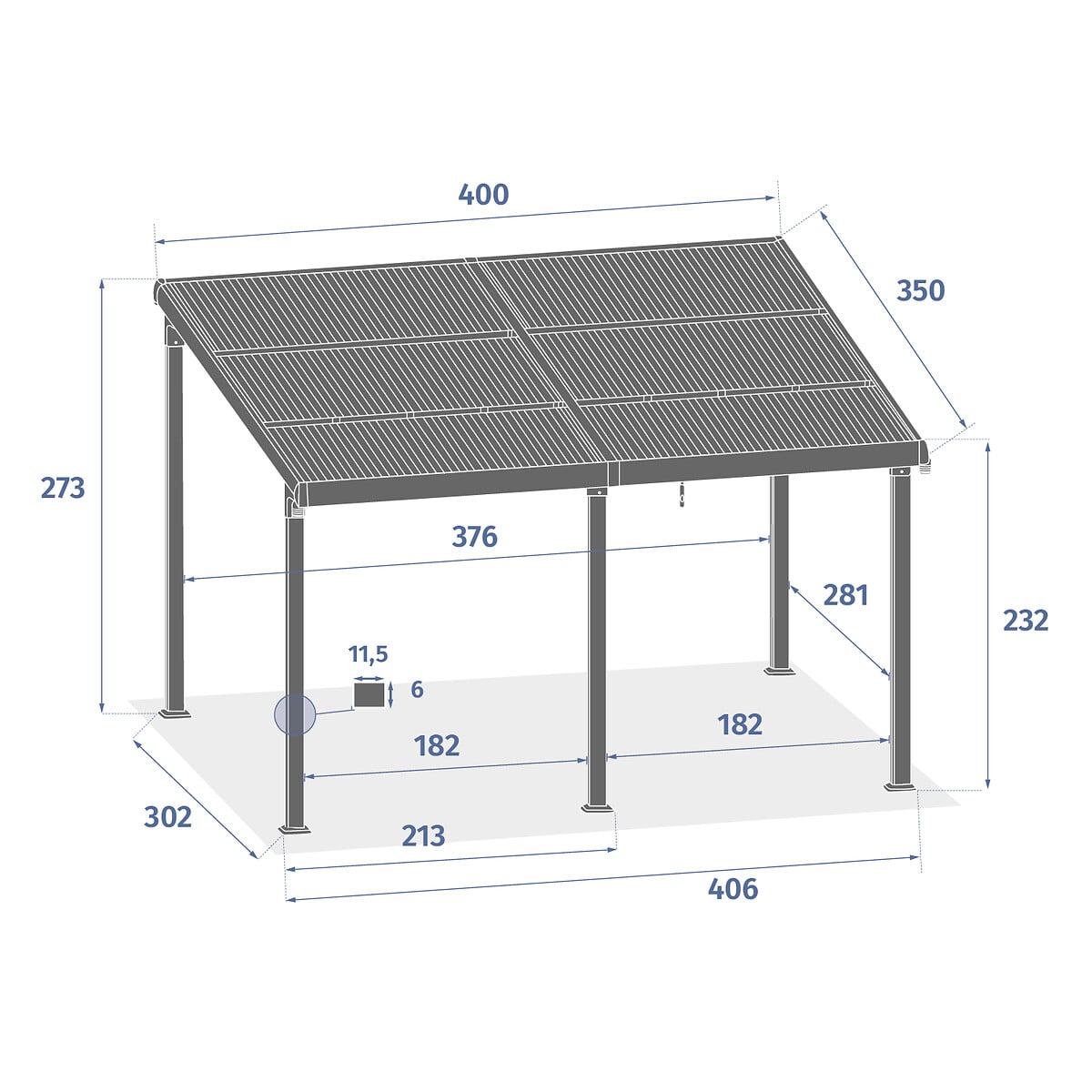 P&eacute;rgola ENOLIE graphite de aluminio 3,5x4m