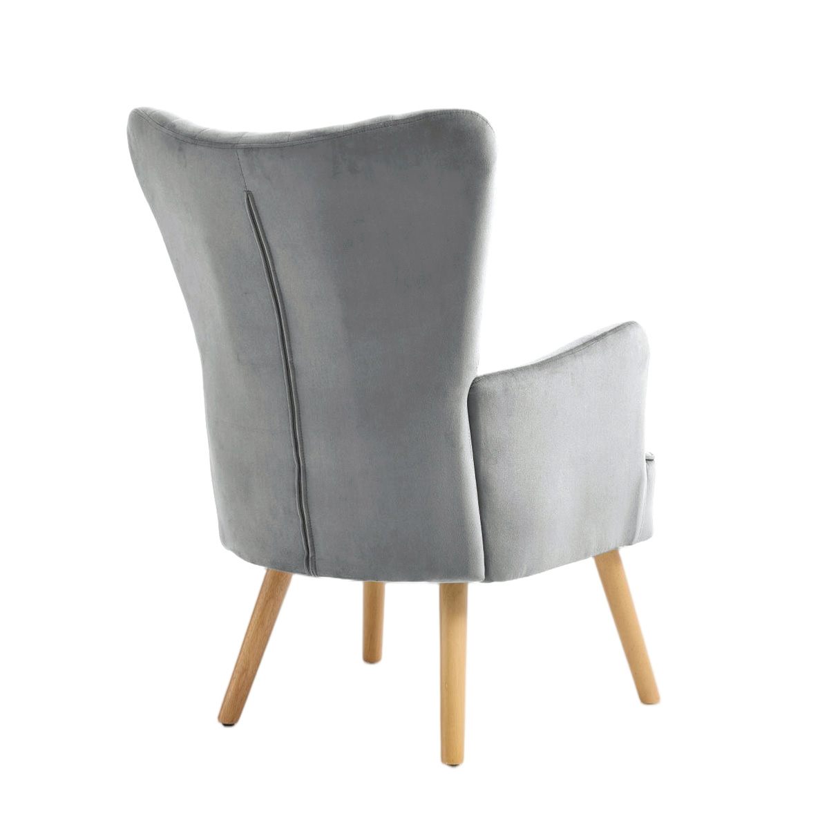 Butaca DIANA gris de terciopelo y madera