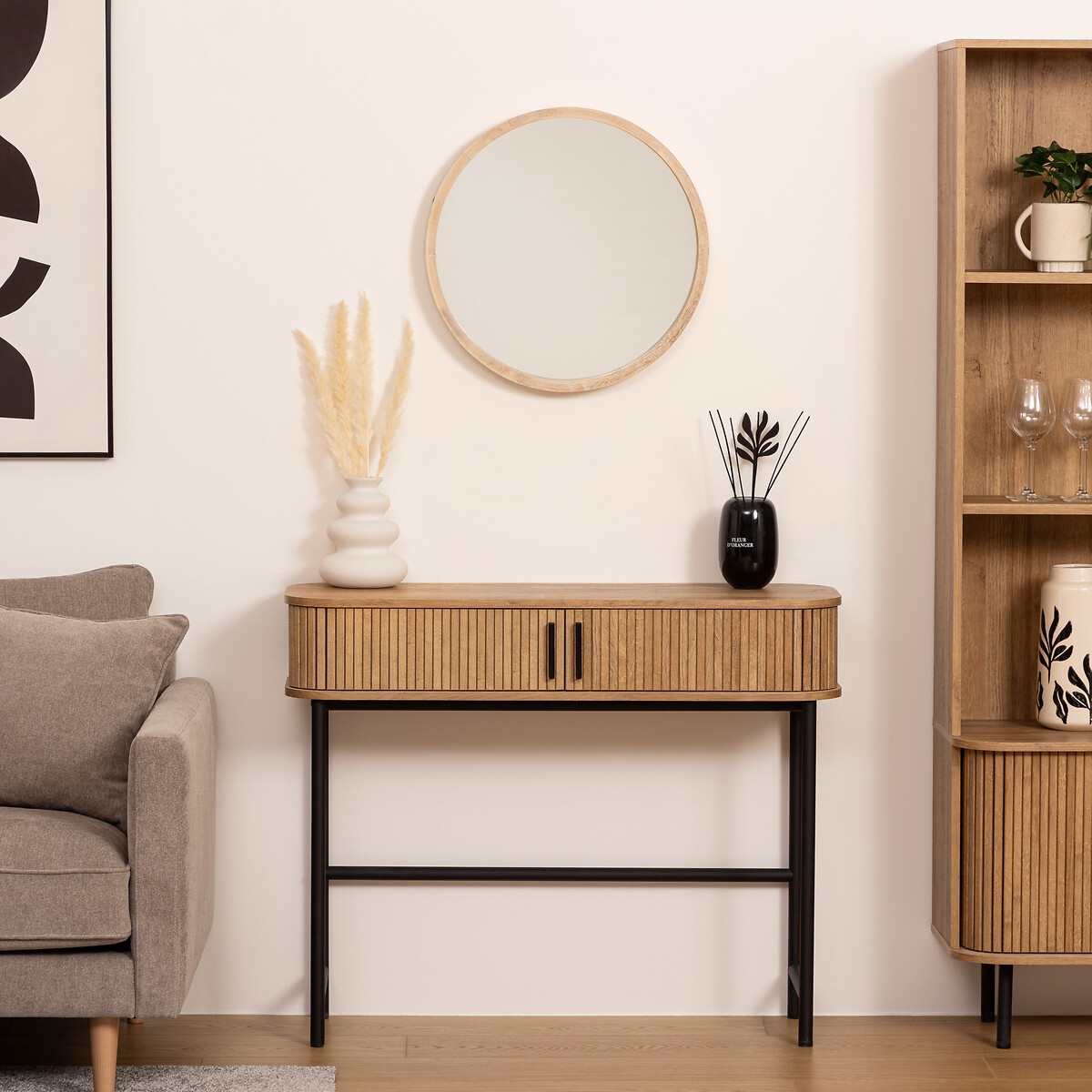 Espejo De Pared Scandinave Madera 50Cm