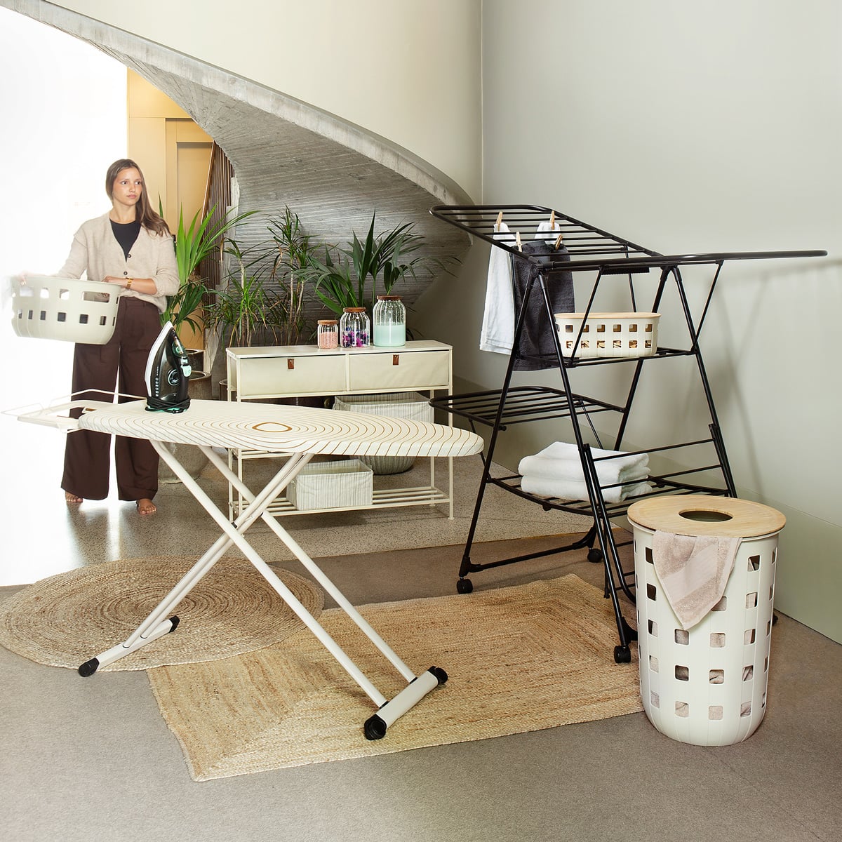 Cesto para ropa sucia HARMONY beige 60L