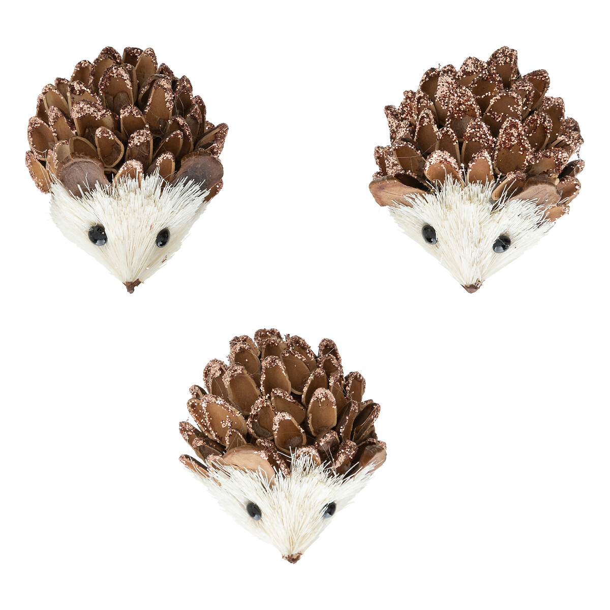 Set De 3 Erizos Con Pinza Marrones 7cm
