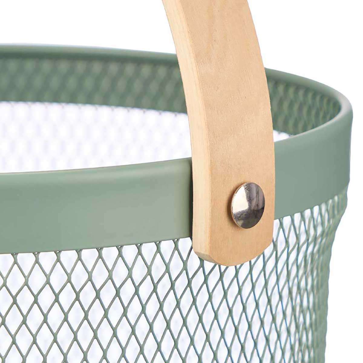 Cesta redonda de metal verde 25.5cm