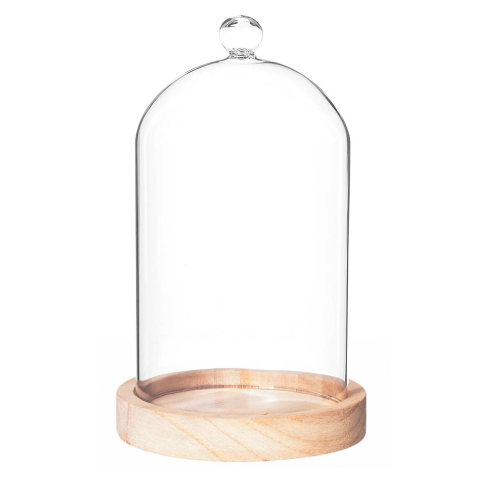 Campanilla Vidrio Base Madera 19x11Cm