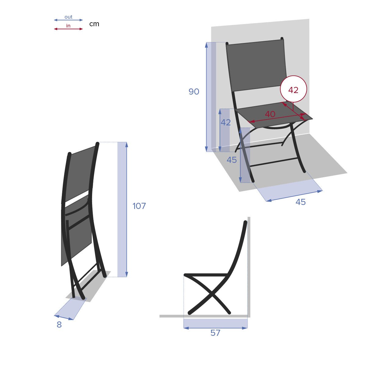 Silla plegable ESSENTIA gris antracita