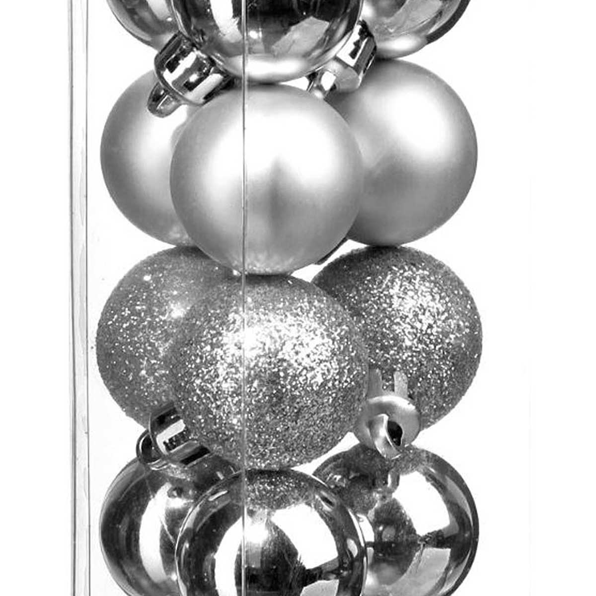 Set 18 Bolas Navide&ntilde;as Plateadas