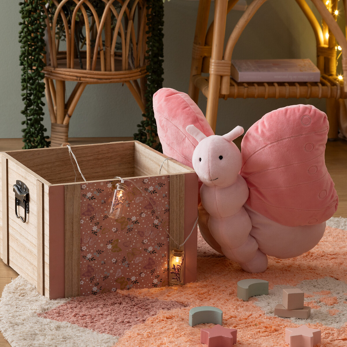 Peluche mariposa FORET ENCHANTEE rosa