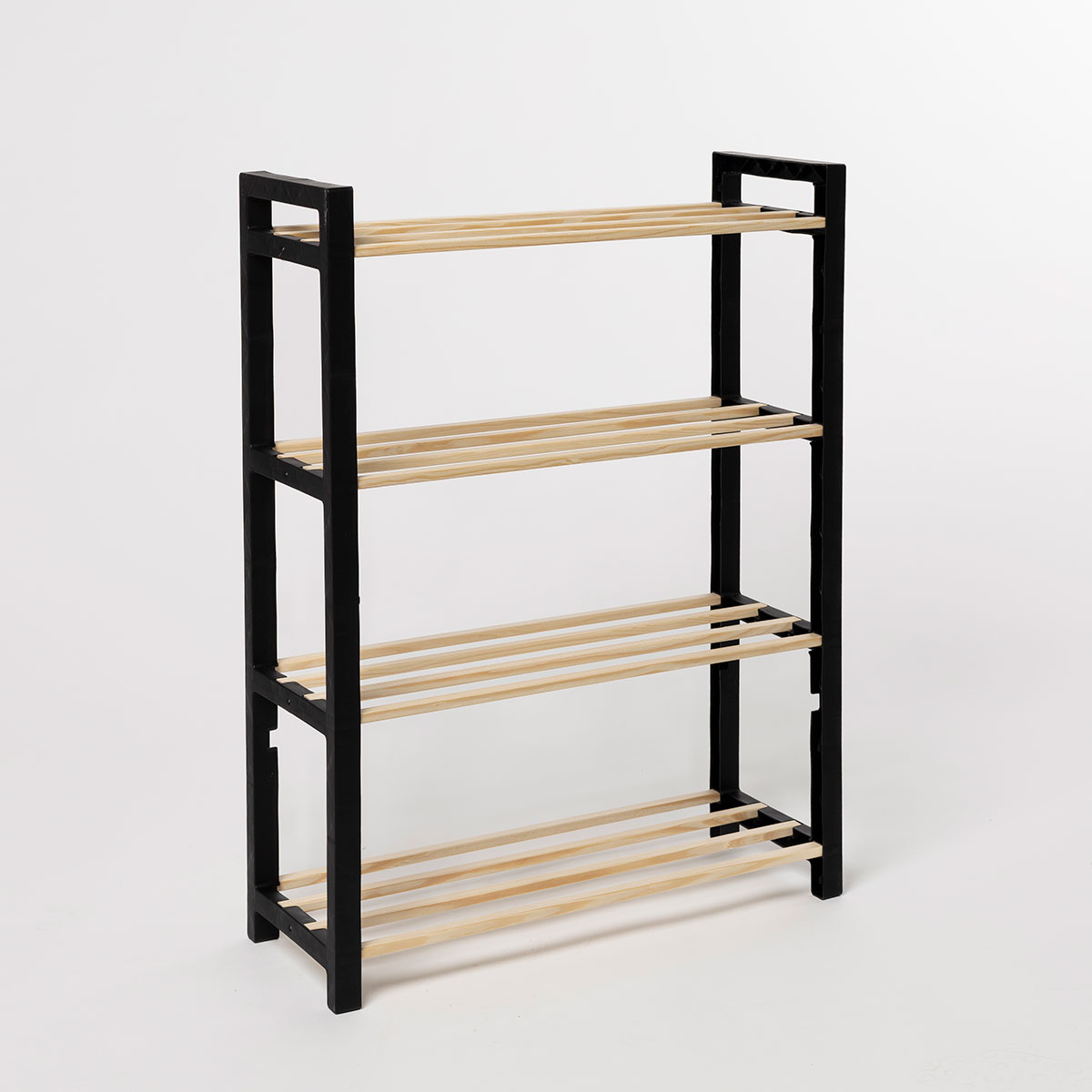 Zapatero con 4 niveles negro de madera