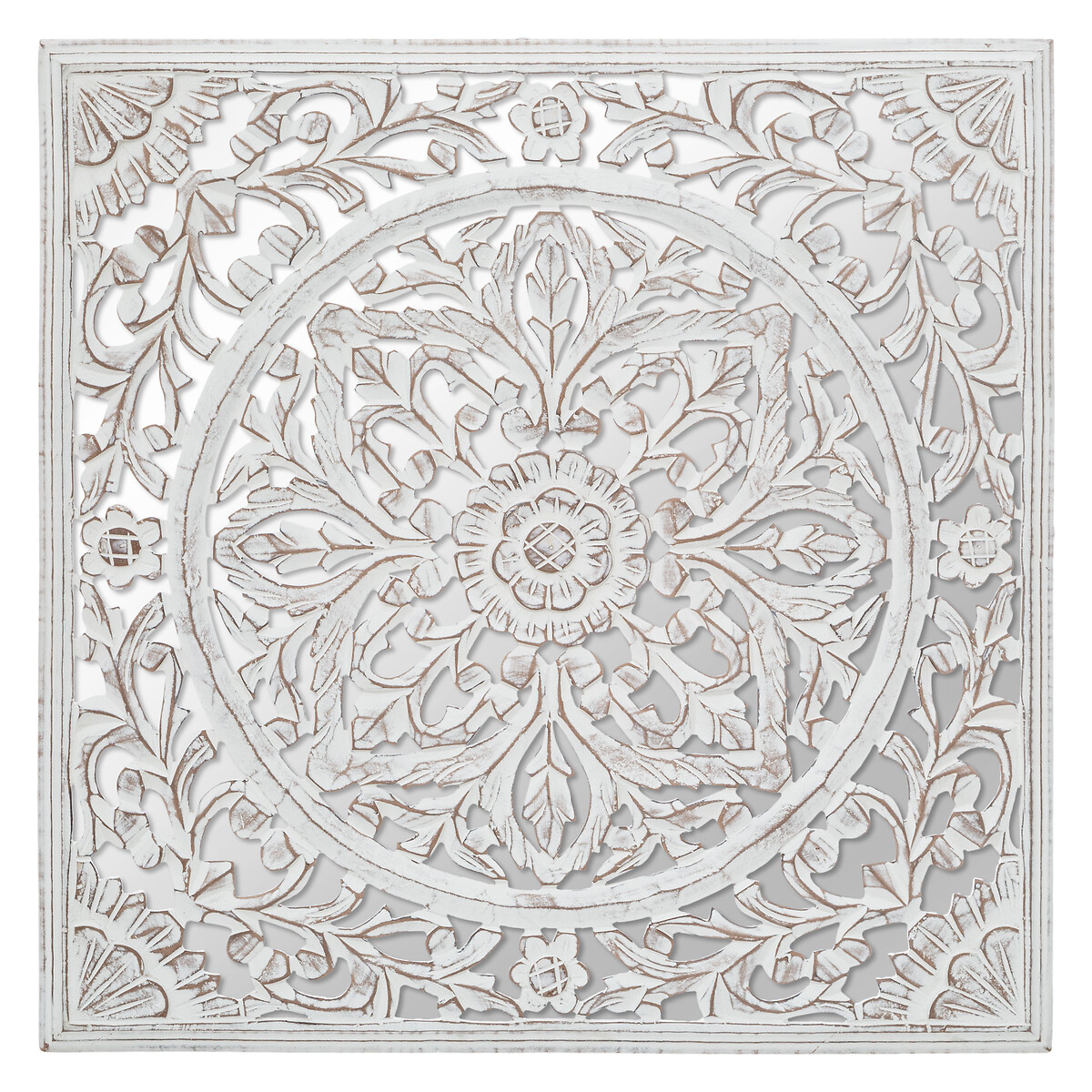 Painel Decorativo Fanny Branco Em Madeira 58x58cm