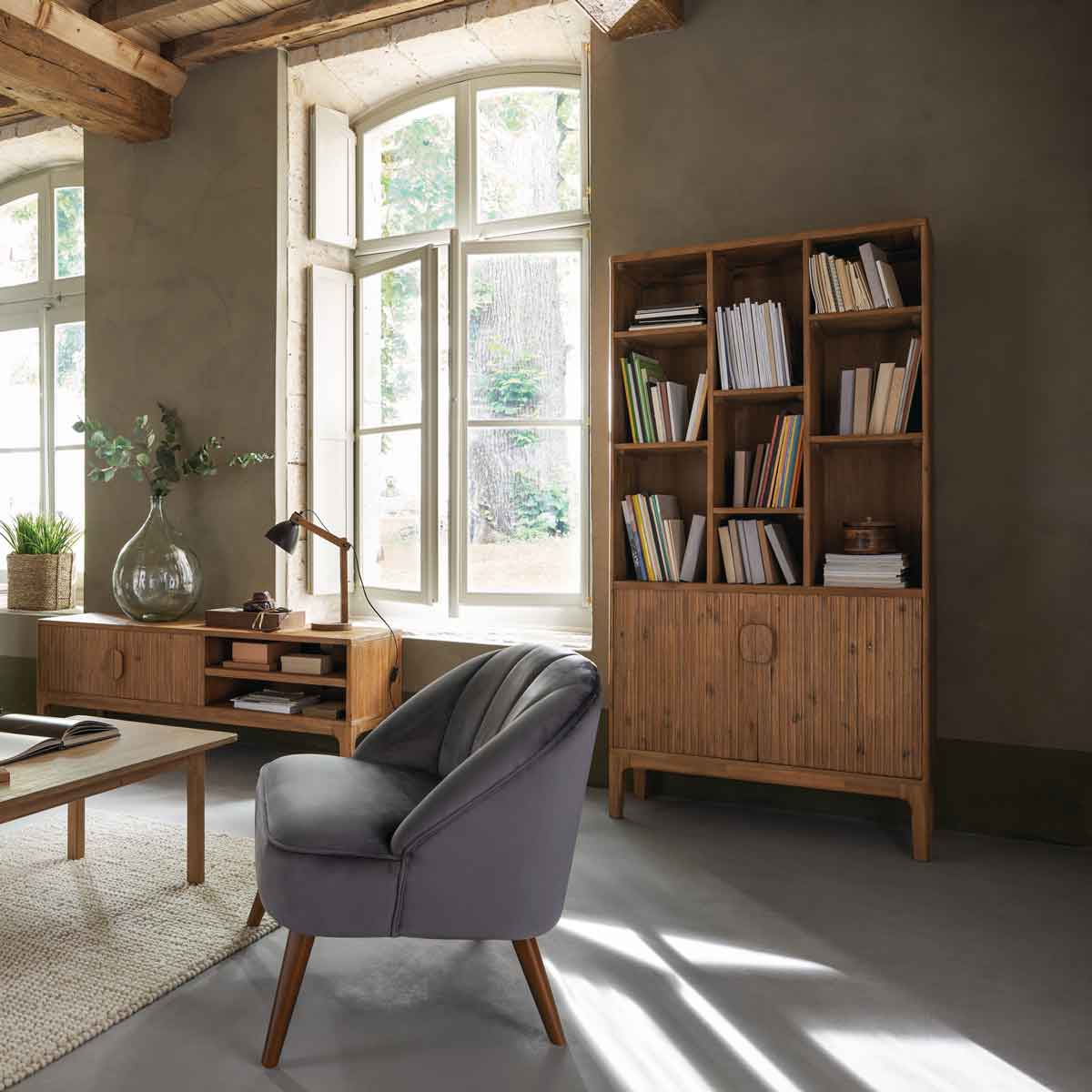 Estantería SABOR marrón de mdf con 2 puertas 190cm