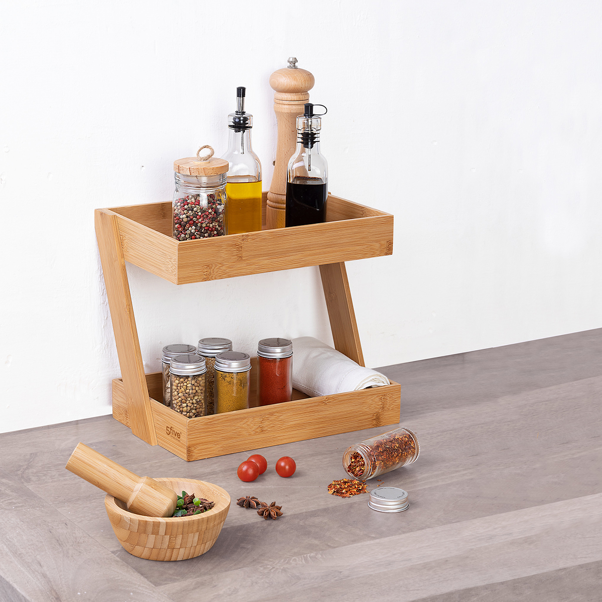 Estantería De Bambú Con 2 Baldas