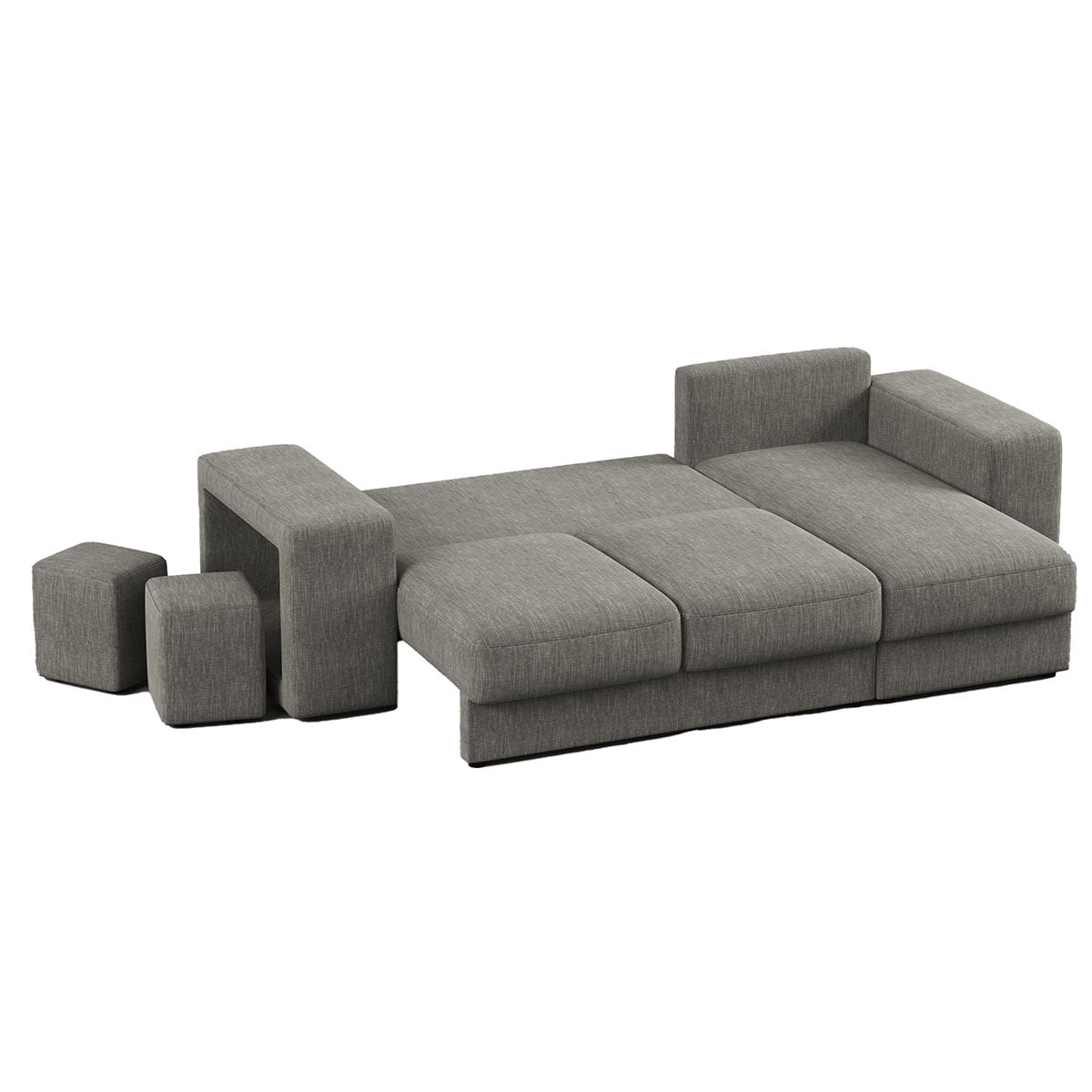 Sof&aacute; cama con chaise longue TRENTO gris