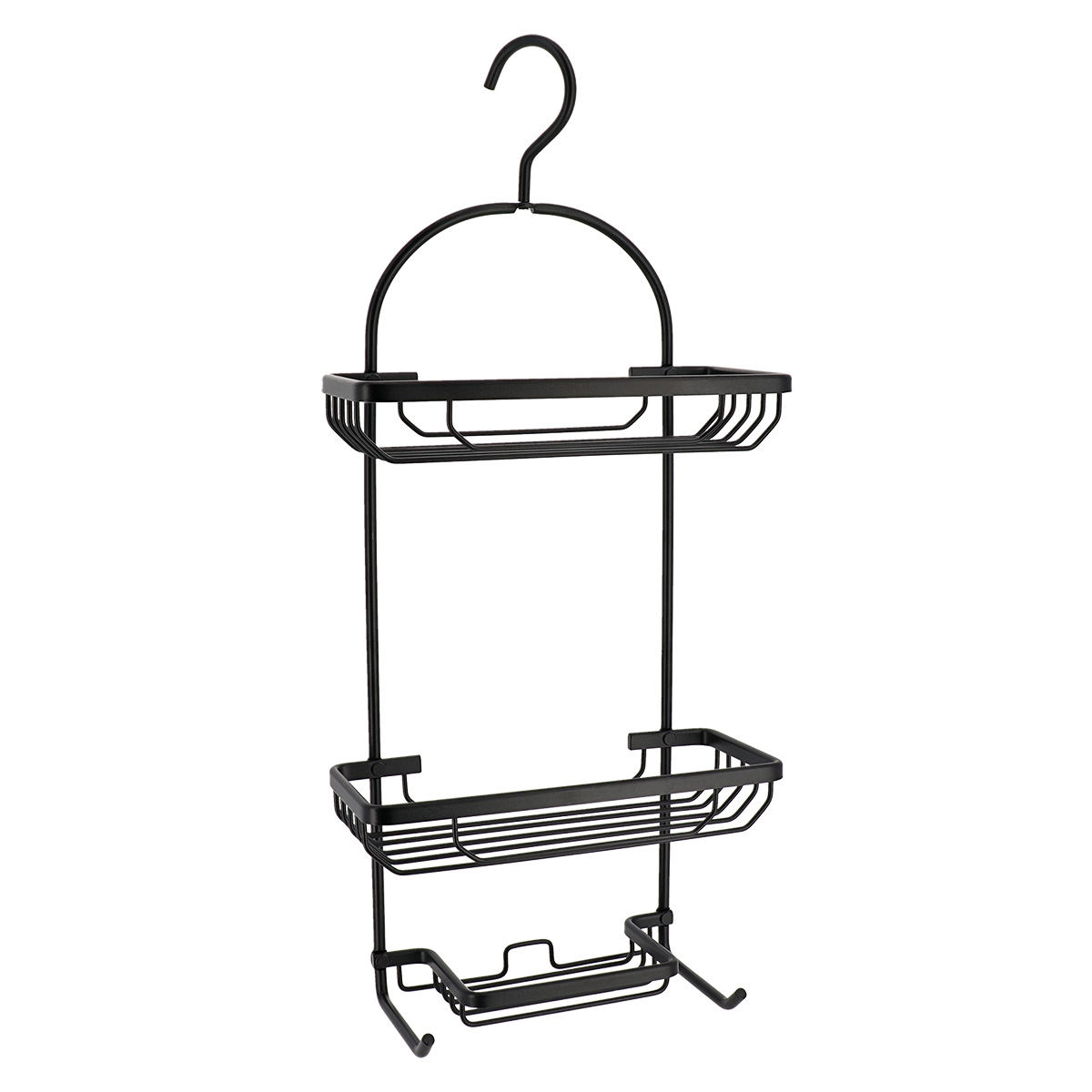 Soporte De Ducha Negro Con 2 Ganchos