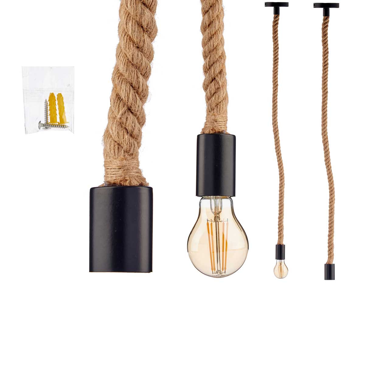 Lámpara De Techo De Cuerda Con Bombilla