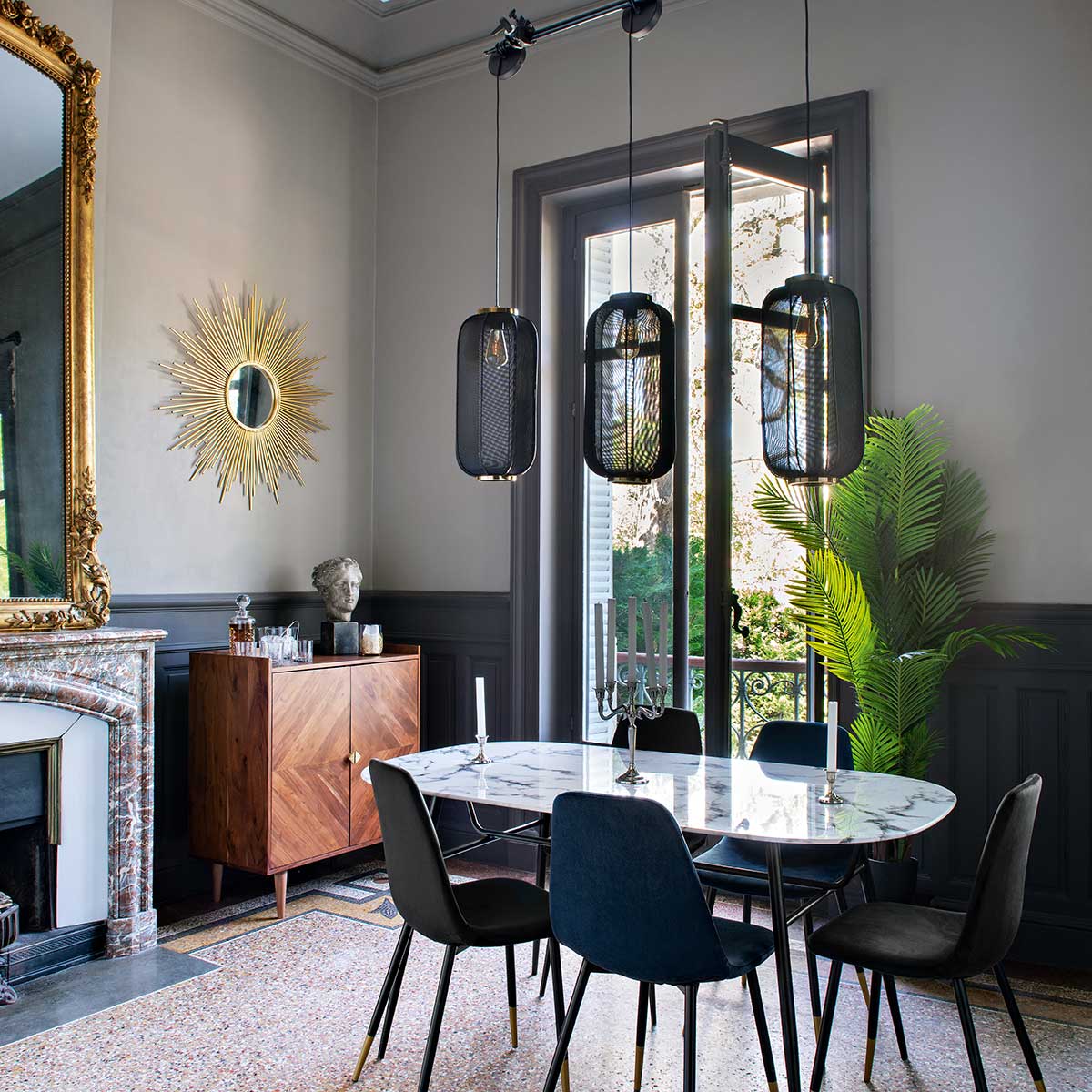 Espejo Decorativo Metal Sol 99Cm 