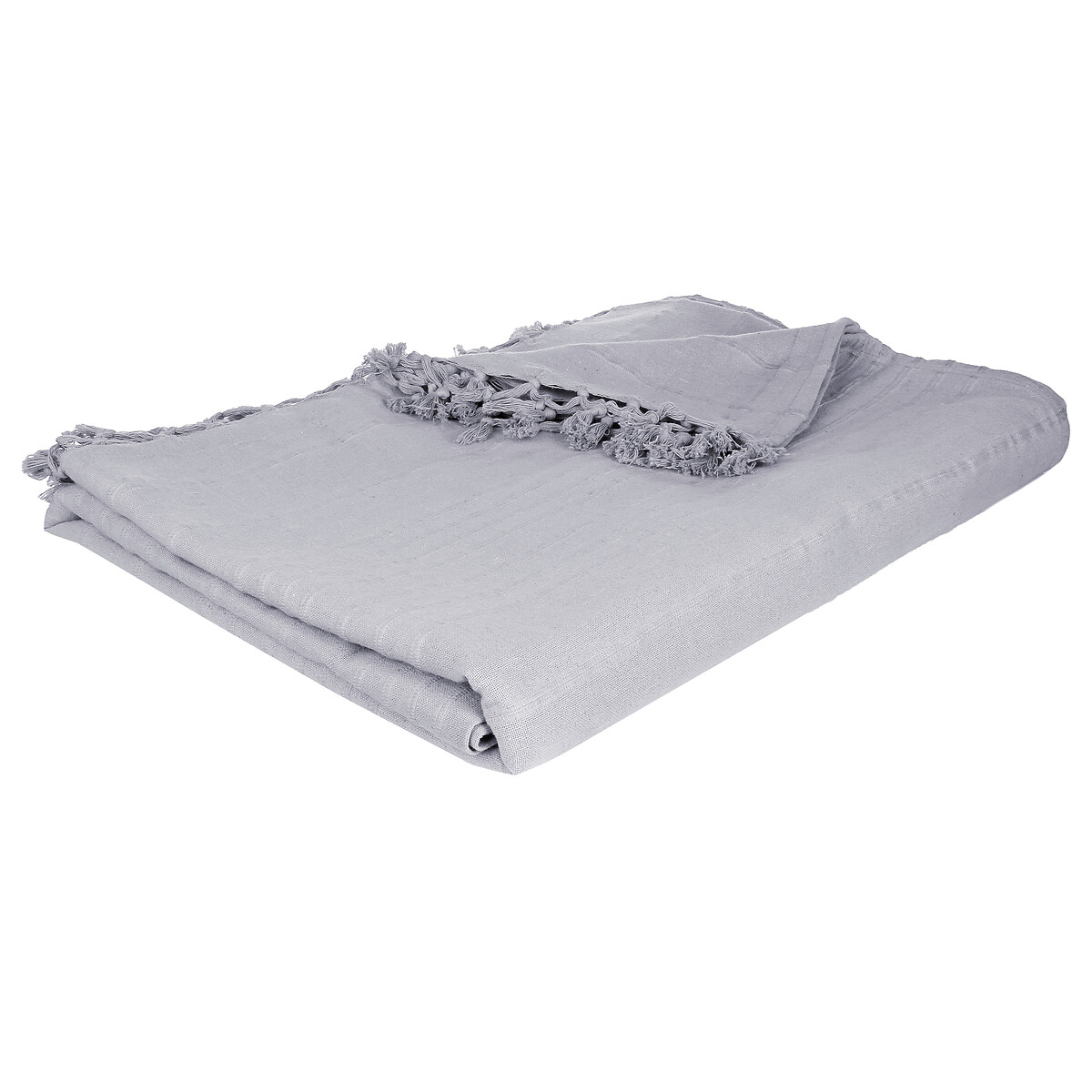 Manta Franjas Cinza Claro 230x250cm