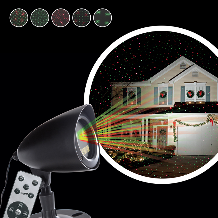 Proyector Luminoso Con Haces De Luz Verdes Y Rojos