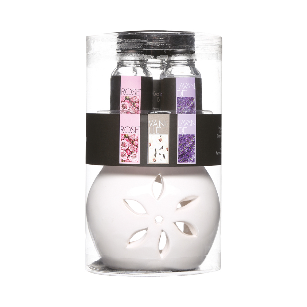 Set De Quemador Y 3 Aceites Aroma Floral