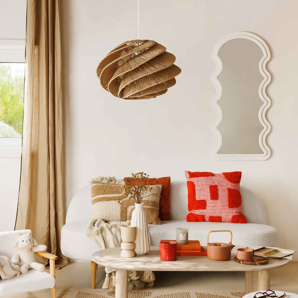L&aacute;mpara de techo OZAN beige 54.5cm
