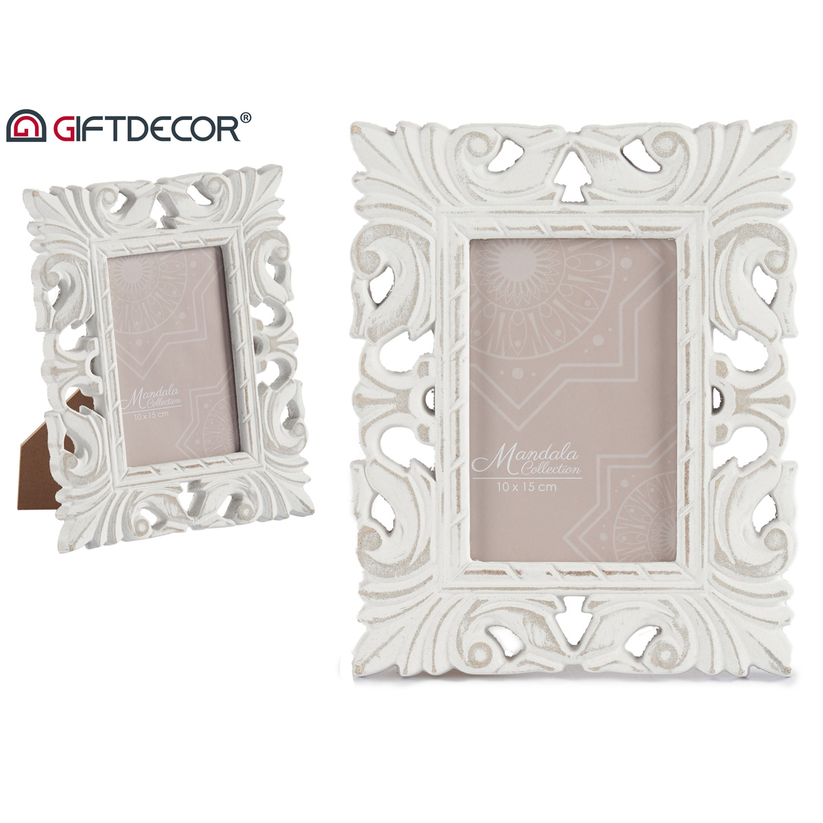 Portarretrato De Madera Blanco 10x15Cm