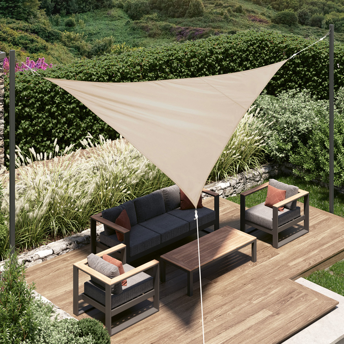 Toldo solar CURA&Ccedil;AO triangular ble 3x3m
