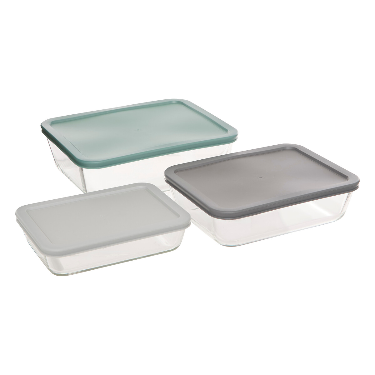 Set de 3 cajas herm&eacute;ticas de vidrio