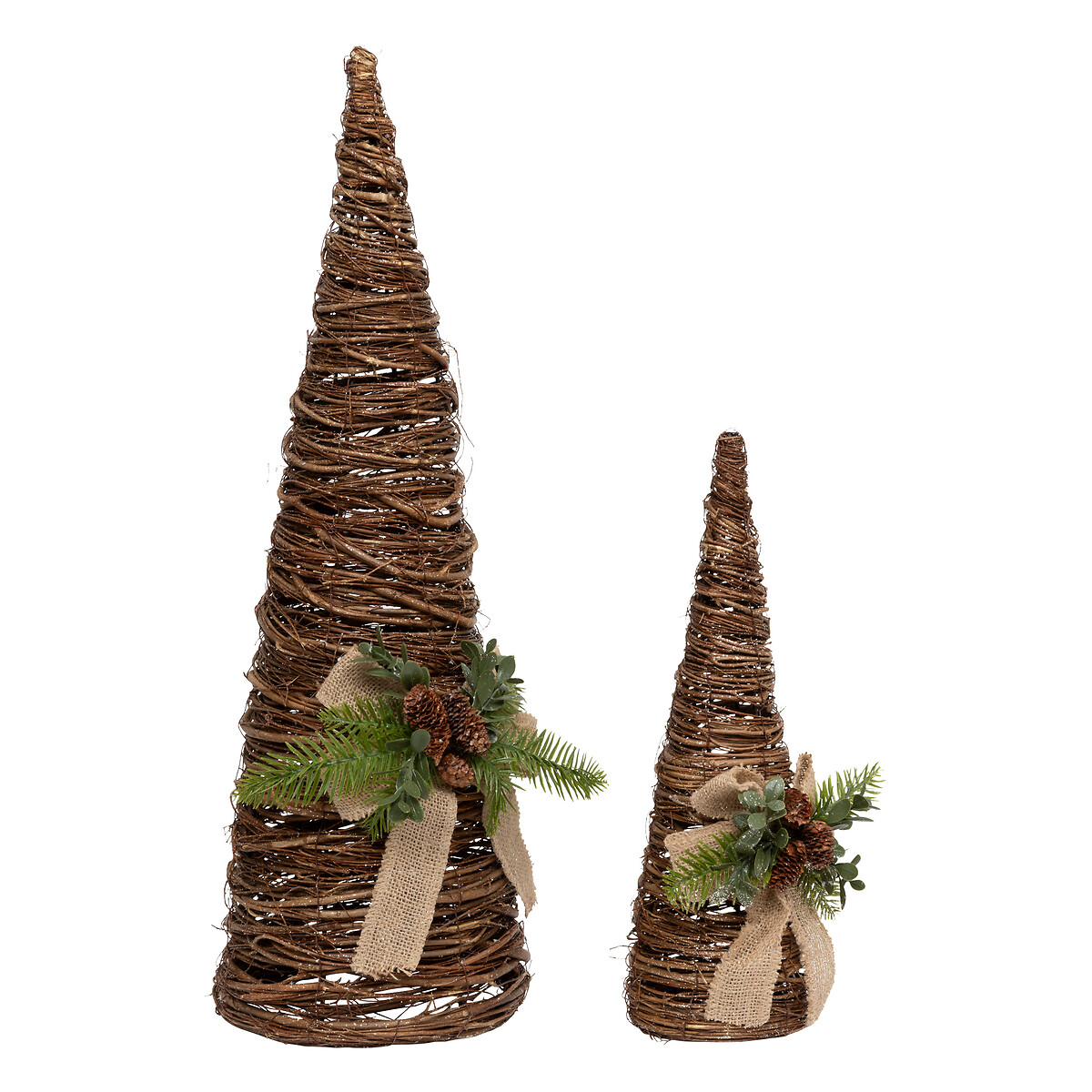 Cono decorativo ramas con lazo de yute 61cm