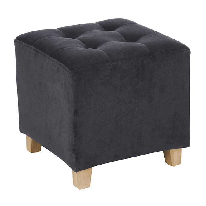 Puf Leandre Terciopelo Gris 35x35x35Cm