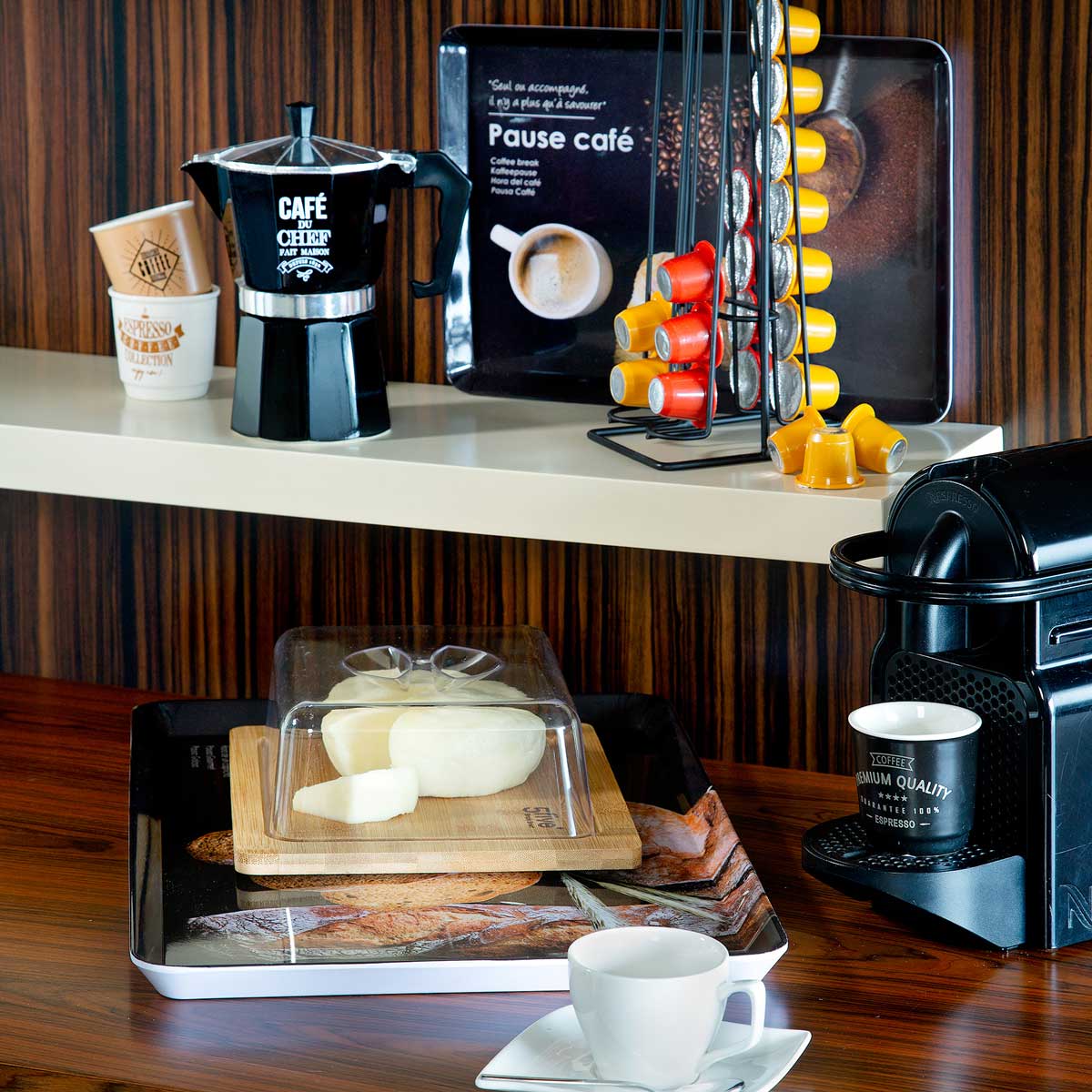 Cafetera Italiana Negra C/Dise&ntilde;o 350Ml