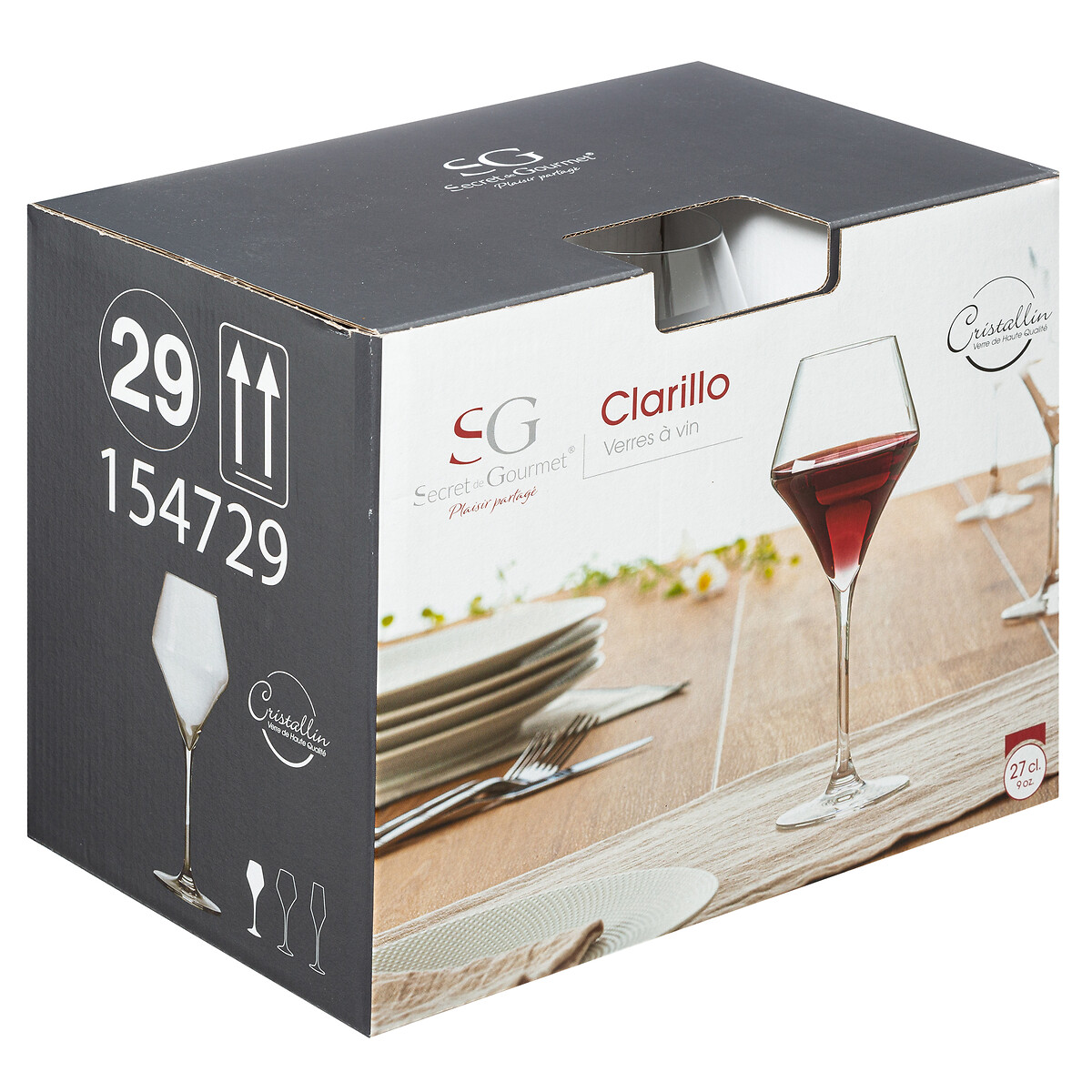 Copa De Vino Clarillo De Vidrio Cristalino 27Cl
