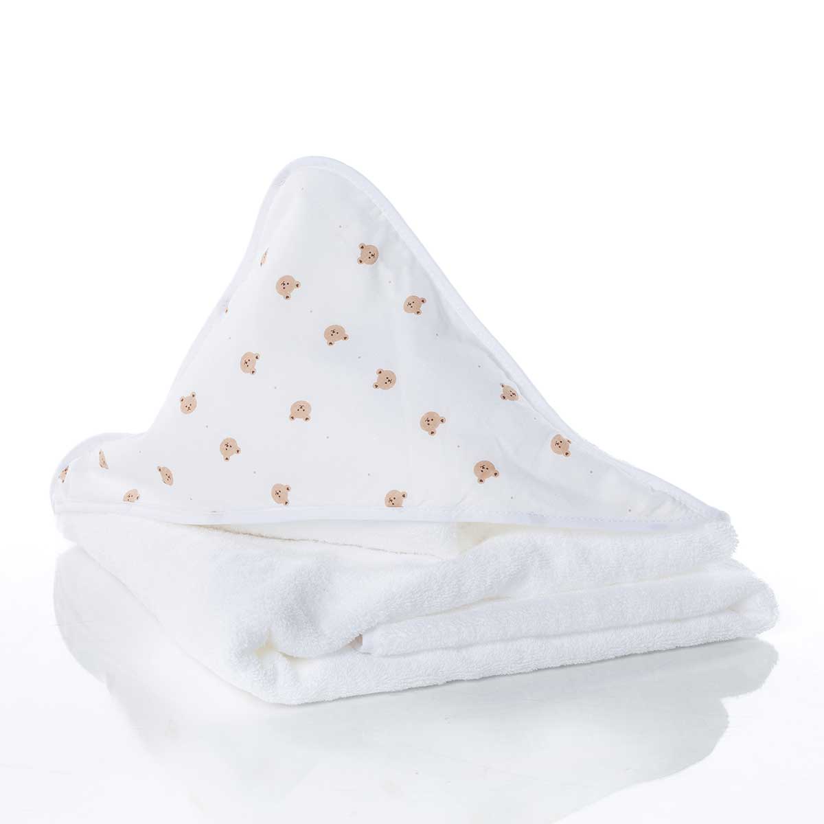Toalla de ba&ntilde;o con capucha blanca de algod&oacute;n 
