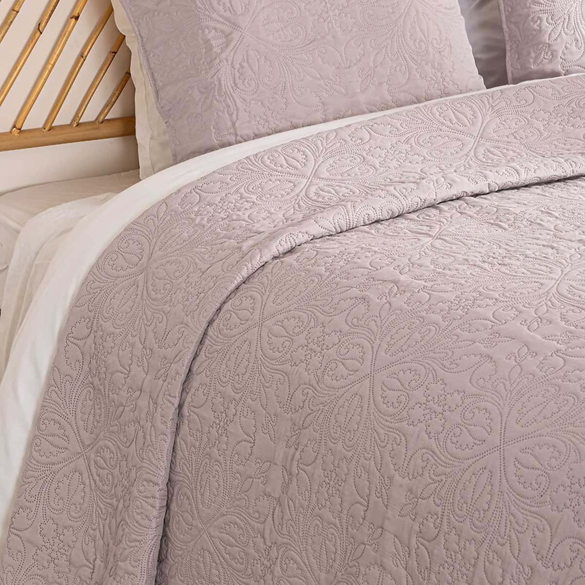 Colcha con 2 fundas de cojín gris pardo 240X260cm