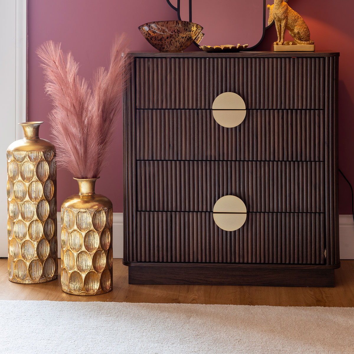 Cómoda con 4 cajones WANY marrón oscuro 