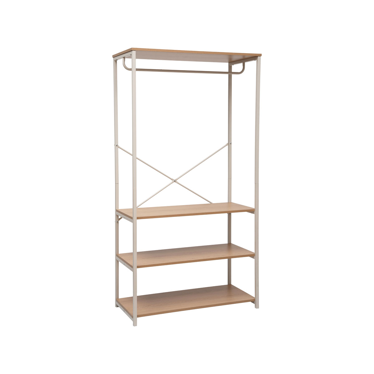 Armario de metal beige con estantes