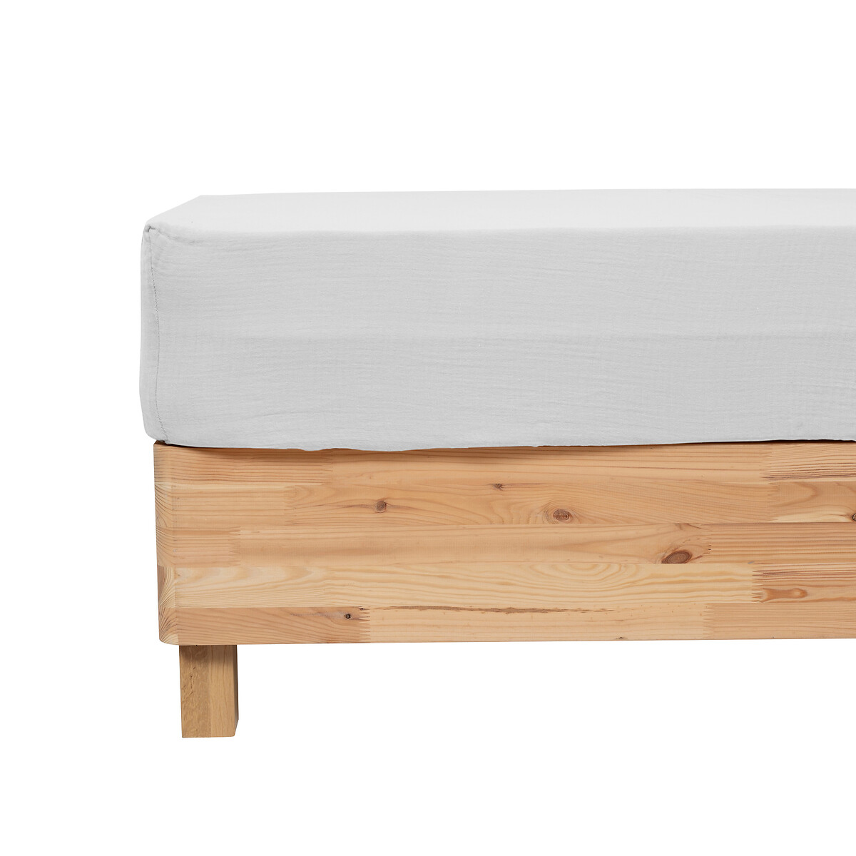 Sábana ajustable FLORA de algodón blanco 140x190cm