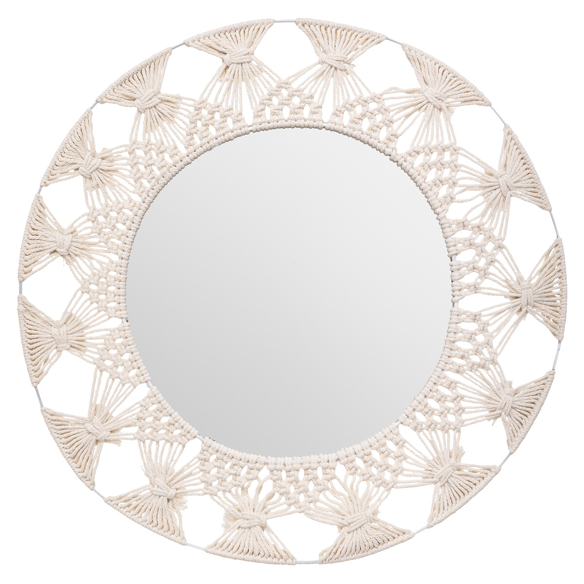 Espejo De Pared De Algod&oacute;n Beige 56Cm