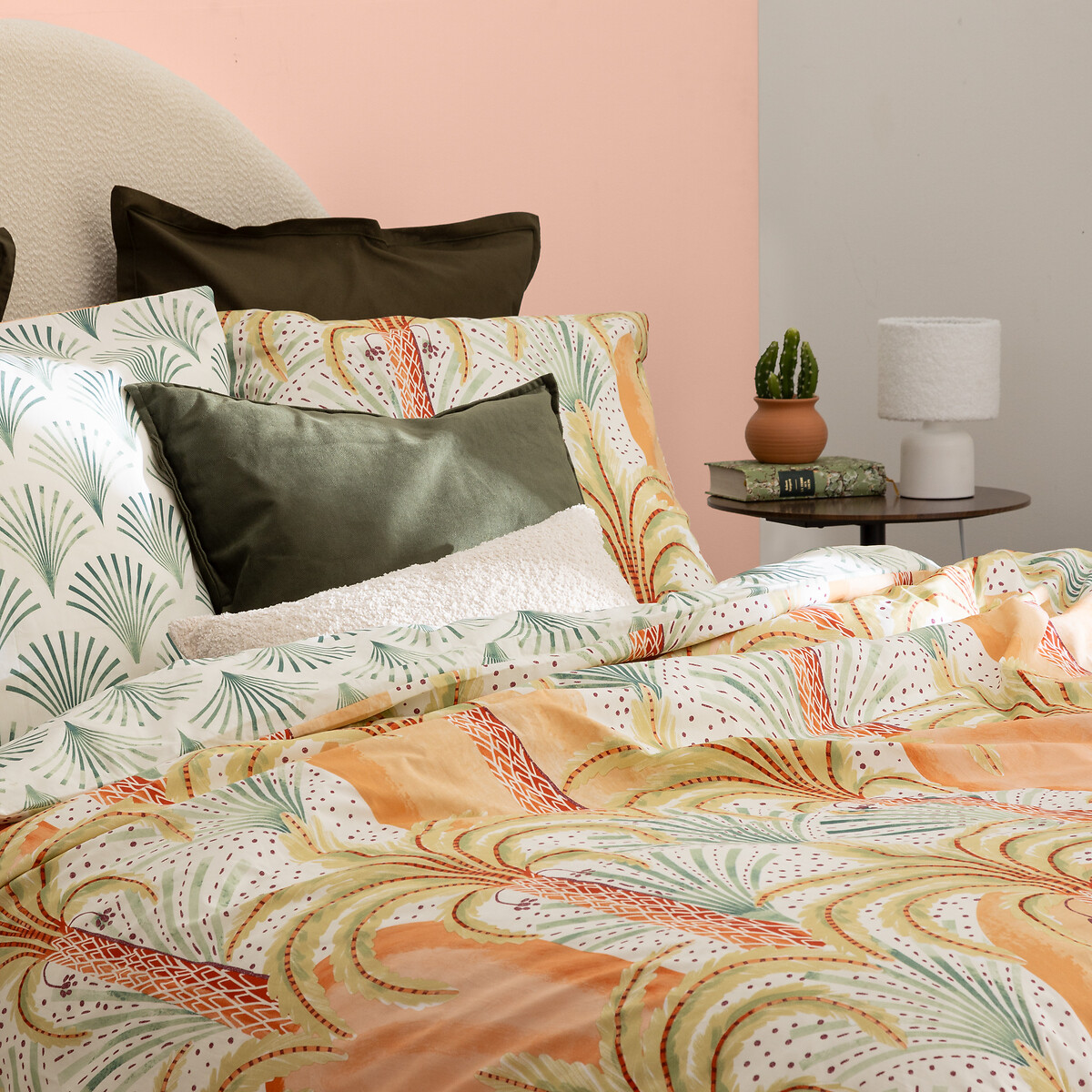 Lámpara De Mesa Bona Con Pantalla De Piel Bouclé