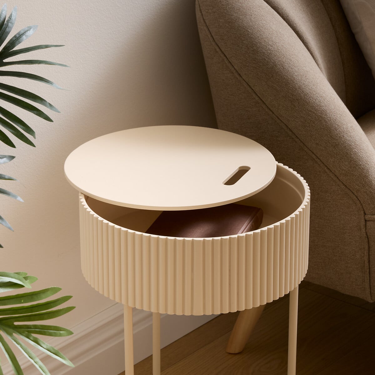 Mesa auxiliar JUNA beige D33x48cm