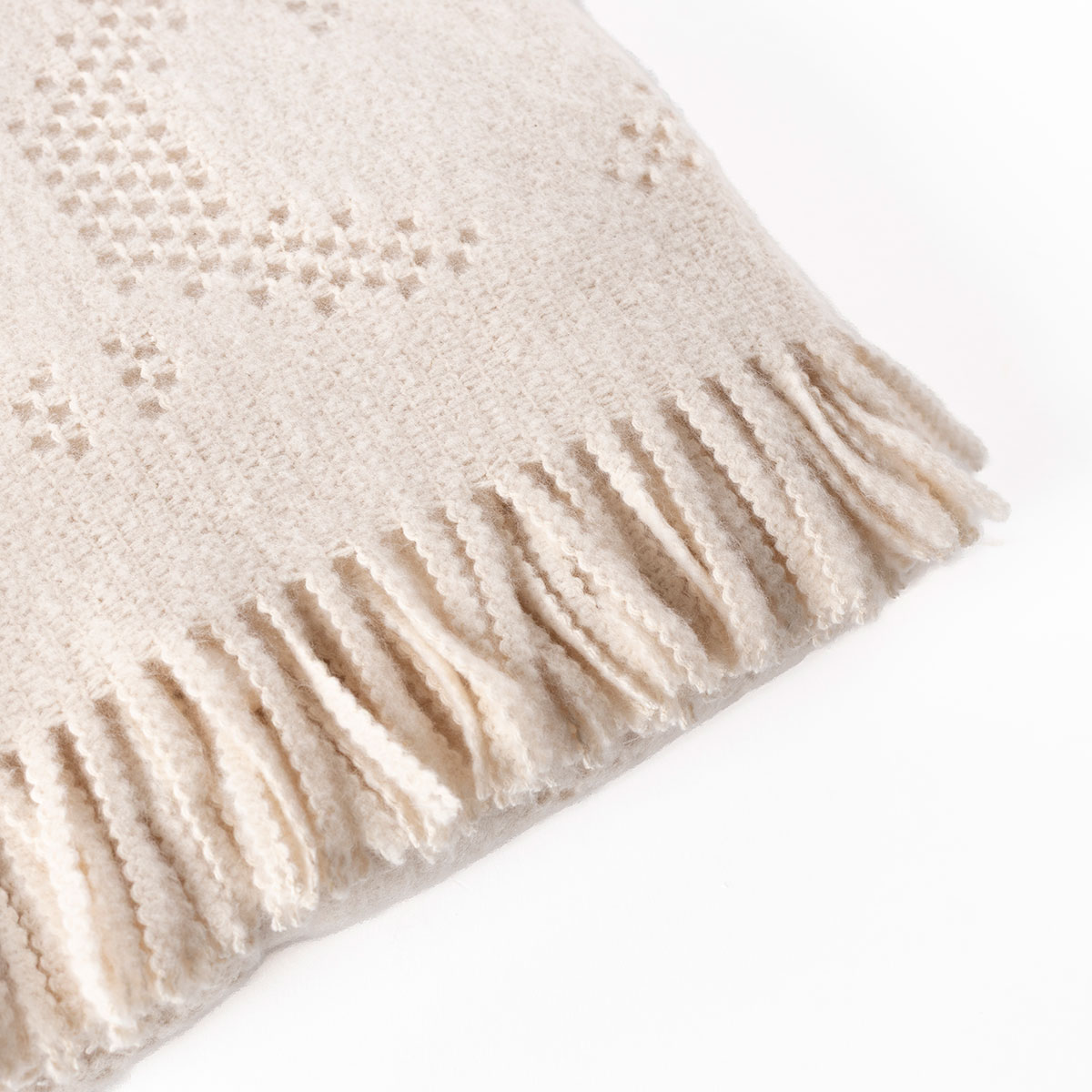 Manta con flecos LYRA beige 130x170cm