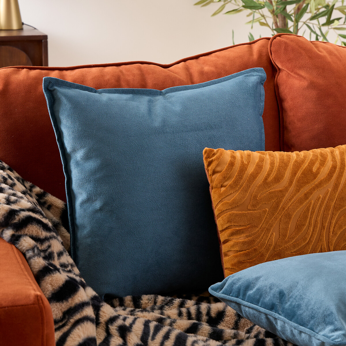 Cojín LILOU de tela azul oscuro