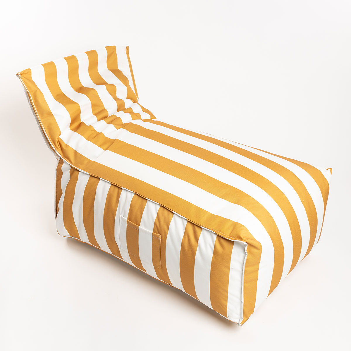 Puf sofa impermeable rayas blancas y amarillas