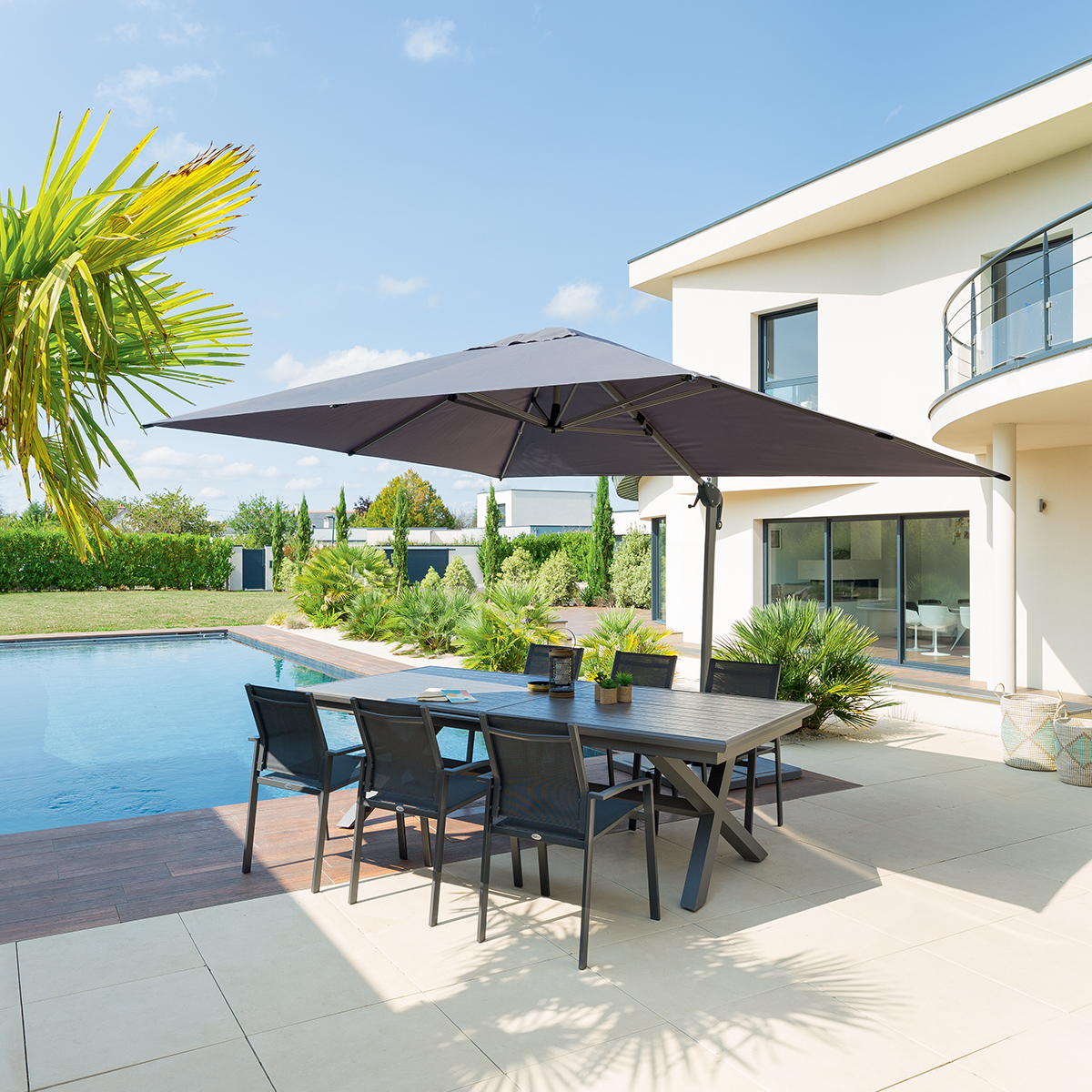 Parasol EQUADOR gris ardosia adonizado 3x4m