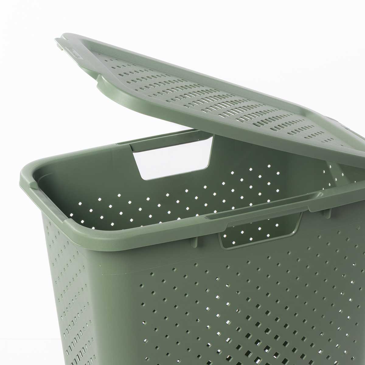 Cesto para ropa PIXEL verde con tapa 40l