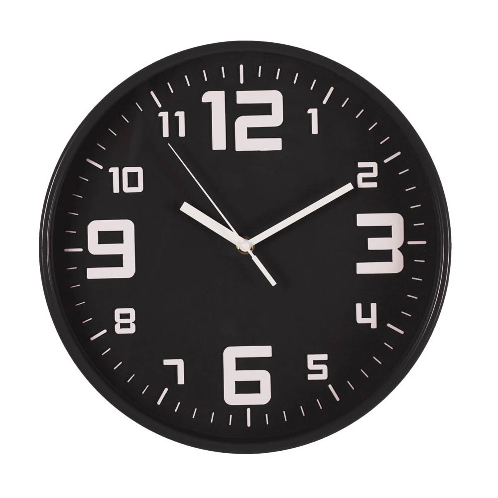 Reloj Pared Negro De Plástico 30Cm
