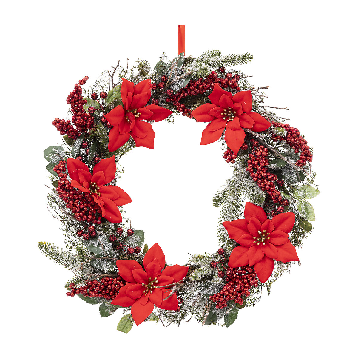 Corona Con Poinsettias Rojas 50cm