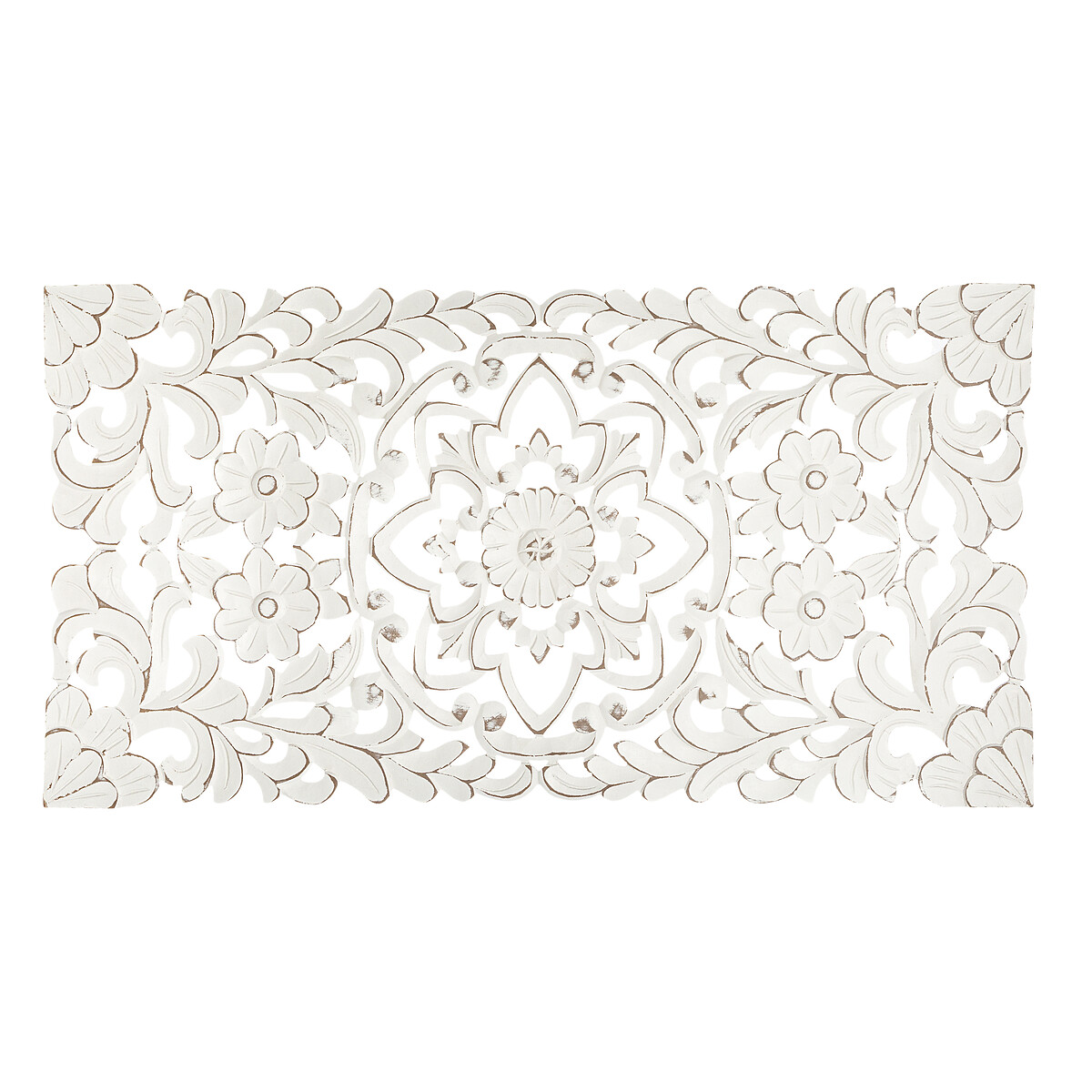 Mural De Madera Tallada Blanco 85x45Cm